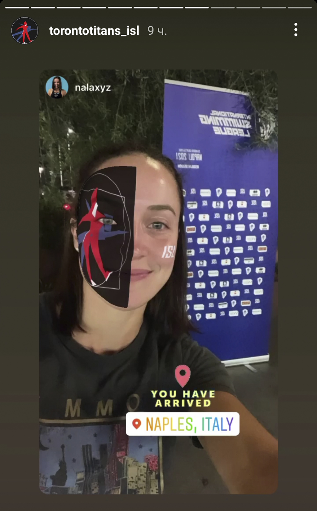 AR Filters for International Swimming League stories Naples