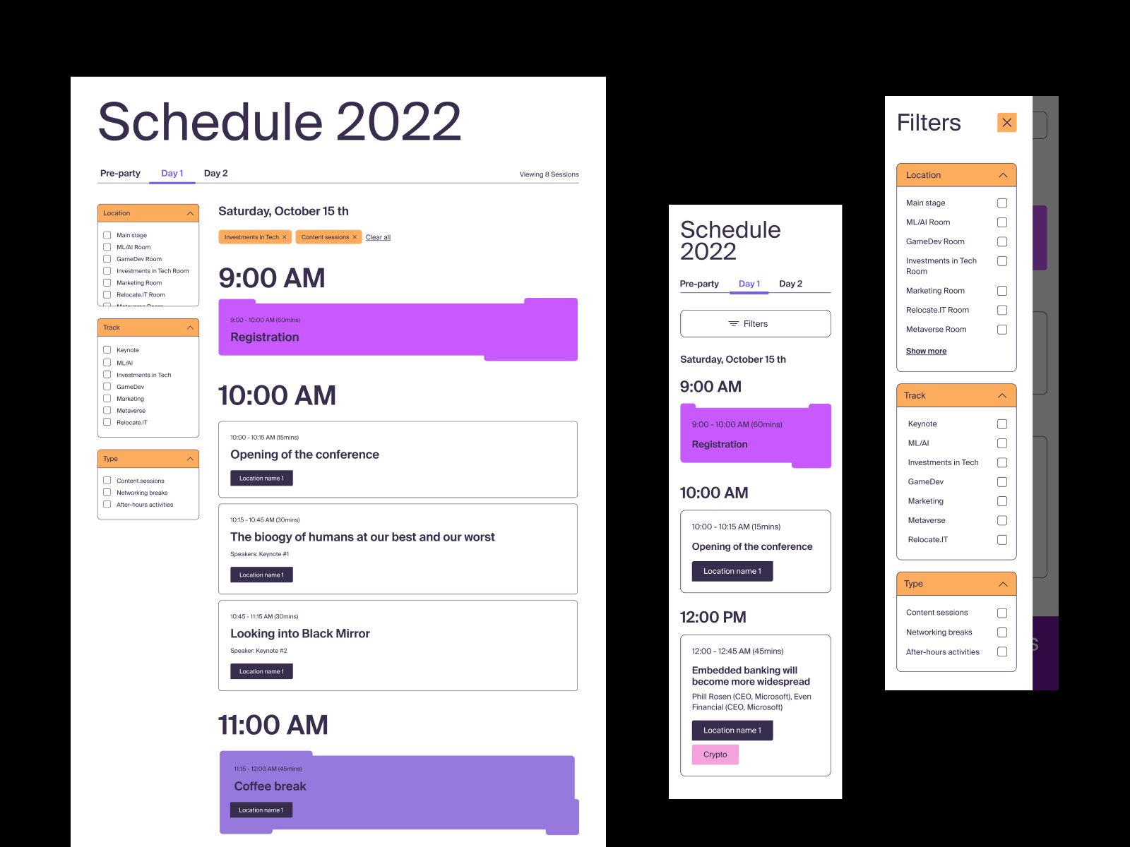 Web Design for Linq Conference schedule
