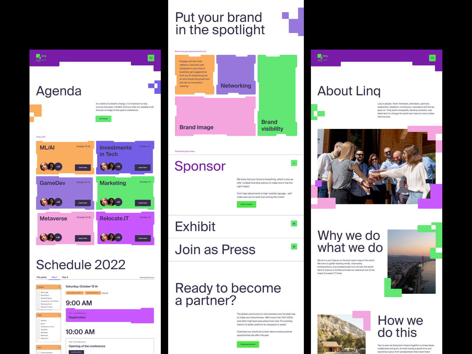 Web Design for Linq Conference sponsors agenda